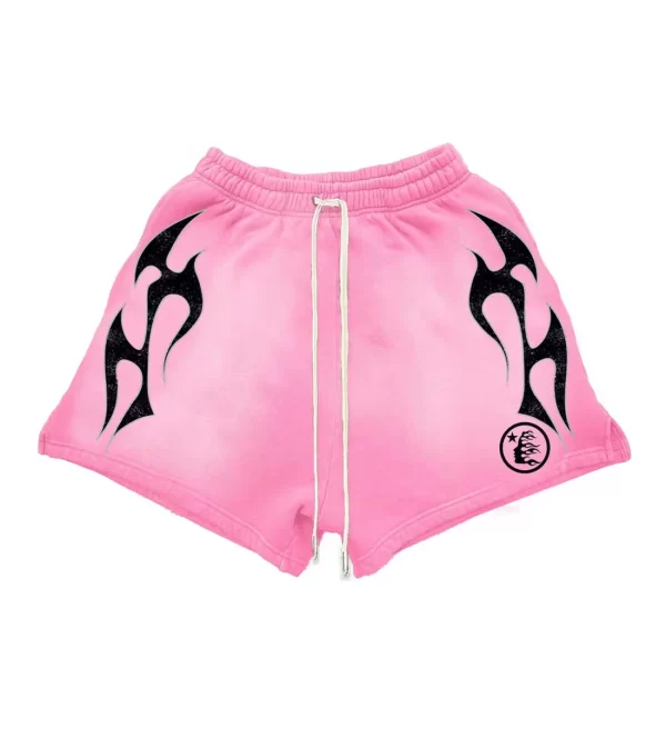 HELLSTAR PINK FLAME SWEAT SHORTS