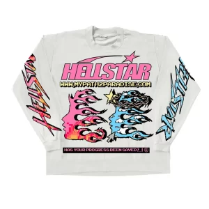 HELLSTAR PIXEL LONG SLEEVE LS CREAM SHIRT,