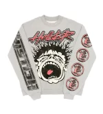 HELLSTAR RECORDS CREWNECK HEATHER GREY,