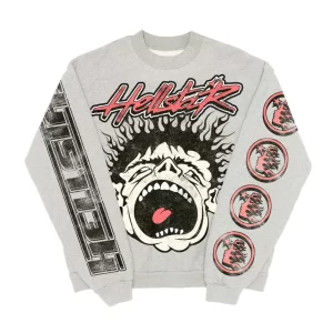 HELLSTAR RECORDS CREWNECK HEATHER GREY,