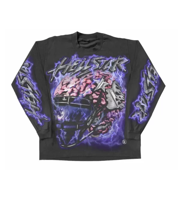 HELLSTAR STUDIOS BRAIN HELMET LONG SLEEVE LS FADED BLACK