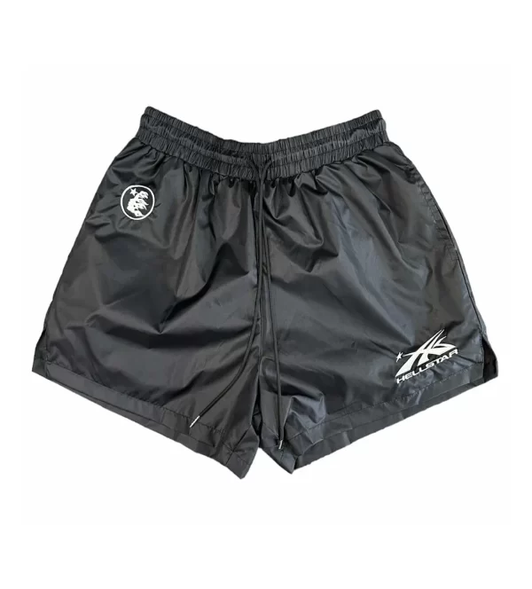 HELLSTAR STUDIOS NYLON LOGO SHORTS BLACK