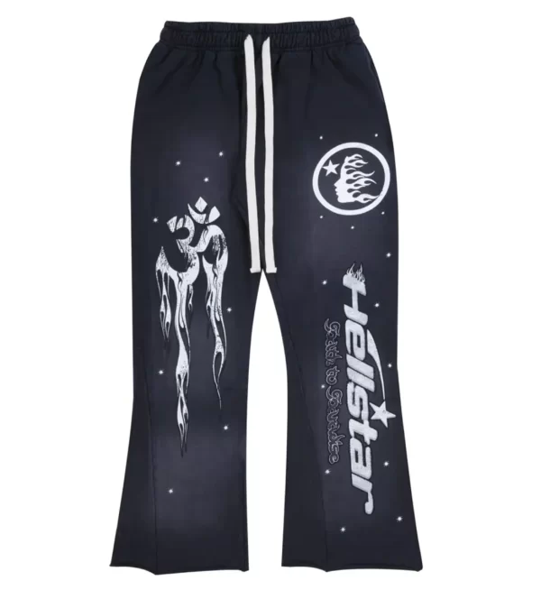 HELLSTAR STUDIOS RACER FLARE SWEATPANTS BLACK